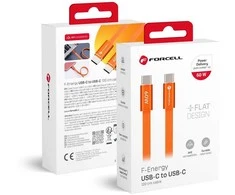 Cable USB C to USB C Forcell F-Energy QC4.0 PD 3A 60W Cafule Flat 1,2 m CCFN23 oranžinis