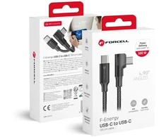 Cable USB C to USB C Forcell F-Energy QC4.0 PD 5A 100W Cafule 90° 1,2 m CC-1Deg juodas