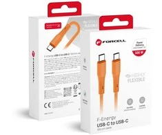 Cable USB C to USB C Forcell F-Energy QC4.0 PD 5A 100W Silicone 1 m C347 navy oranžinis