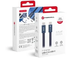 Cable USB C to USB C Forcell F-Energy QC4.0 PD 3A 60W Cafule Flat 1,2 CCFN23 m dark mėlynas