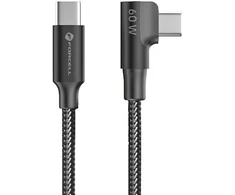Cable USB C to USB C Forcell F-Energy QC4.0 PD 5A 100W Cafule 90° 2 m CC-1Deg juodas