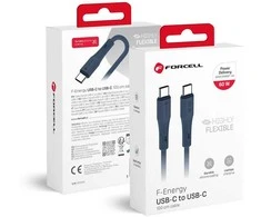 Cable USB C to USB C Forcell F-Energy QC4.0 PD 3A 60W Silicone 1 m C344 navy mėlynas