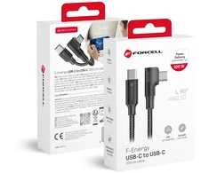 Cable USB C to USB C Forcell F-Energy QC4.0 PD 3A 60W Cafule 90° 1,2 m CC-1Deg juodas