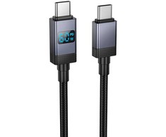 Cable USB C to USB C Hoco 3A 60W with display 1 m X118 juodas