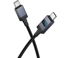 USB C laidas į USB C Hoco 3A 60W su ekranu 1 m X118 juodas