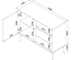 Cama Meble Cama 1D2S TRESSE komoda 100x40x75 kašmyro matinė spalva