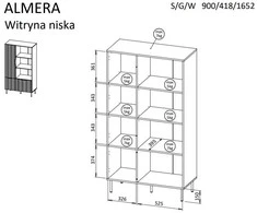 Cama Meble Cama 4 ALMERA knygų lentyna 90x42x165 riešutmedžio/kašmyro spalvos