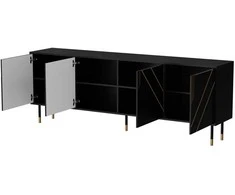 Cama Meble Cama 4D MOUNTAIN chest of drawers 204x40x72 juodas + auksinis