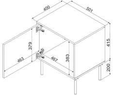 Cama Meble Cama Bedside cabinet, 2 pcs. INSERTO 50x40x61.5 cashmere + LED