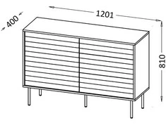 Cama Meble Lovos baldai Lova CORTINA 1D3S komoda 120x40x81 juodas/riešutmedžio riešutas
