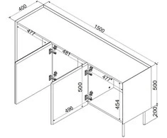 Cama Meble Cama FELLINI komoda 150x40x70 kašmyro + alyvuotas ąžuolo stalviršis