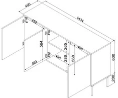 Cama Meble Cama INSERTO 3D komoda 143,5x40x80 juodas + LED