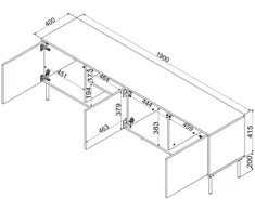 Laikiklis Cama Meble Cama INSERTO 3D1W TV spintelė 190x40x61.5 kašmyras + LED