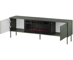 Cama Meble Cama RTV cabinet EF + fireplace juodas TRESSE 180x40x54.5 matte žalias
