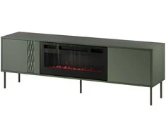 Cama Meble Cama RTV cabinet EF + fireplace juodas TRESSE 180x40x54.5 matte žalias