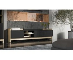Laikiklis Cama Meble Cama RTV PORTO 3D cabinet 190x38x50 oak/juodas