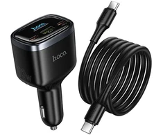Automobilinis įkroviklis Hoco USB A + 2xUSB C PD QC3.0 93W su USB C į C kabeliu Z70 juodas