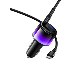 Automobilinis įkroviklis Hoco USB A + 2xUSB C PD QC3.0 57W su USB C į C kabeliu Z69B juodas