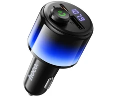 Automobilinis Bluetooth transmitteris Hoco 2 x USB A + USB C QC3.0 PD 42W E166 juodas