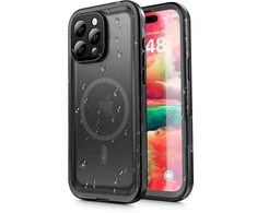 iPhone 16 PRO dėklas, „Shellbox Dot“, atsparus vandeniui, suderinamas su „MagSafe“ ir juodas
