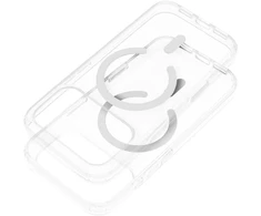 „iPhone 16e“ (SE4 2025) / 17e „Forcell F-Protect Clear Hybrid Premium“ dėklas, suderinamas su „Magsafe“ permatomu dangteliu.
