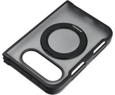 Dėklas iPhone Duo Forcell F-Protect 4sD-i Smoke Hybrid Kickstand Premium, suderinamas su MagSafe, juodas