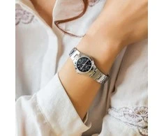 Moteriškas laikrodis Casio LTP-1241D-1A, su dėžute, Juodas ciferblatas
