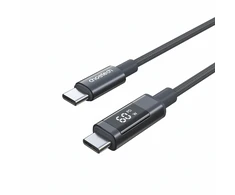 Choetech XCC-1068 PD 60W USB-C - USB-C Cable with Ekranas 1.2 m - Juodas