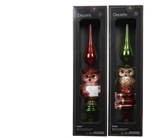 Christmas medžio topper Decoris Owl. various colours. glass