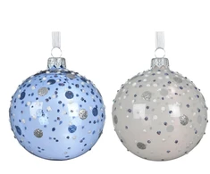 Klass Christmas Tree toy Decoris Dots. transparent/mėlynas. glass