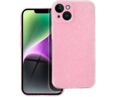 OEM dėklas, skirtas iPhone 14, skaidrus, 2 mm, mirksinčios rožinės spalvos