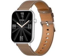 COLMI C28 Išmanusis laikrodis – Sidabrinis + Brown Leather Strap