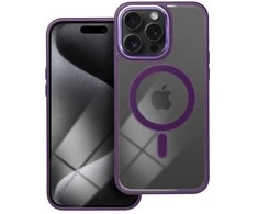 OEM dėklas, skirtas iPhone 15 PRO MAX, spalvotas „Edge Mag Cover“, suderinamas su „MagSafe“ violetine