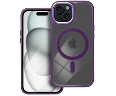 OEM dėklas, skirtas iPhone 15, spalvotas kraštas, MagSafe violetinė