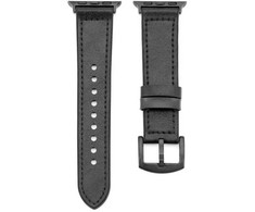 Connect Hibrīda Ādas-Silikona Pulksteņa Siksna 38/40/41mm (M/L 132mm) Melna