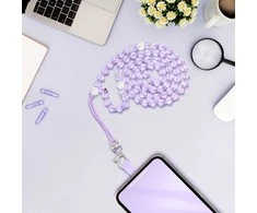 Dėklas OEM CRYSTAL DIAMOND telefono virvelė, telefono pakabukas / laido ilgis 74cm (37cm kilpoje) / ant kaklo - violetinė