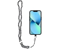 Dėklas OEM CRYSTAL DIAMOND telefono virvelė, telefono pakabukas / laido ilgis 74 cm (37 cm kilpoje) / ant kaklo - juodas
