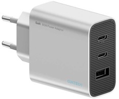 Cuktech 65 W GaN 2 x USB-C 1 x USB-A sieninis įkroviklis – pilkas