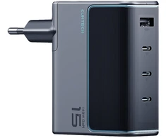 Cuktech AD1404UEU 140W GaN 3x USB-C + USB-A sieninis įkroviklis su USB-C laidu – pilkas