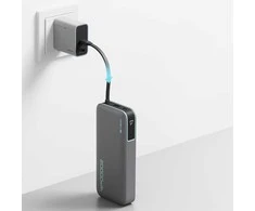 Cuktech CUKP200NGLDG 55W 20000mAh Powerbank with Built-in USB-C Cable – pilkos spalvos