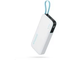 Cuktech CUKP200NGLLG 55W 20000mAh Powerbank with Built-in USB-C Cable - Baltas