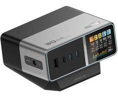 Cuktech TA3005U 300W 5-in-1 Charging Station with Digital Ekranas - Sidabrinis