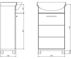 Deftrans CABINET WASHBASIN BARI D40 Baltas/WOOD