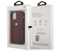 BMW BMHCP12MRSPPR Apple iPhone 12 / 12 Pro 6,1″ red kietas dėklas Leather Curve Perforate