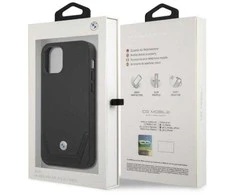 BMW BMHCP12MRSWPK Apple iPhone 12 / 12 Pro 6,1″ juodos spalvos kietas dėklas Leather Perforate