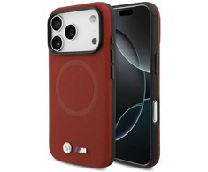 Dėklas BMW case for IPHONE 17 Pro compatible with MagSafe BMHMP17L25PFWSMR (PU FW Metal Logo) red