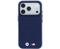 Dėklas BMW M Carbon Metal Logo MagSafe Case, skirtas iPhone 17 Pro Max / 18 Pro Max – Navy mėlyna