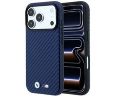 Dėklas BMW M Carbon Metal Logo MagSafe Case, skirtas iPhone 17 Pro Max / 18 Pro Max – Navy mėlyna
