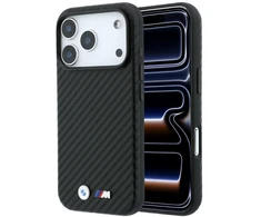 Dėklas BMW M Carbon Metal Logo MagSafe skirtas iPhone 18 Pro Max juodas