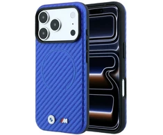 BMW M anglies pluošto rašto MagSafe dėklas, skirtas iPhone 17 Pro / 18 Pro - Mėlyna